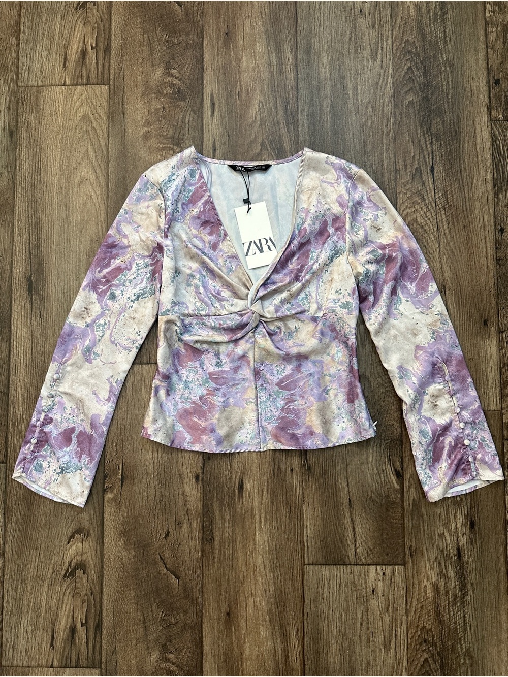 Zara Side Zip Blouse Top Women’s Size XS Abstract Multicoloured